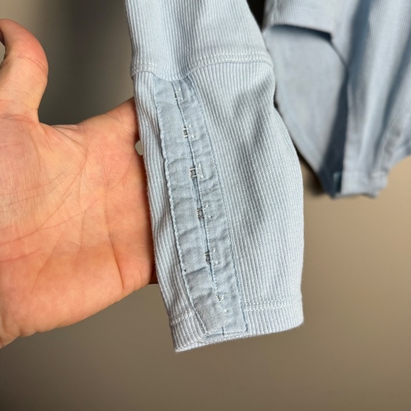 7 For‎ All Mankind Women's Long Sleeve Ribbed Babydoll V-Neck Bodysuit Blue M - Picture 2 of 16